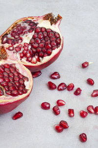 High angle view of pomegranate on table