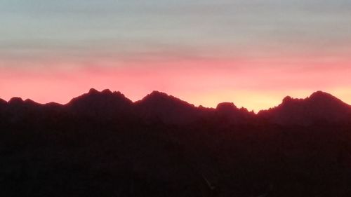 Scenic view of mountains at sunset