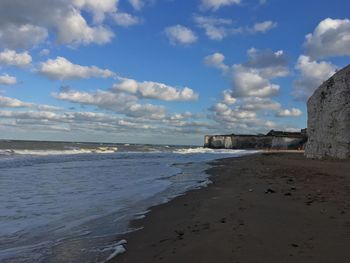 Scenic view of beach against sky