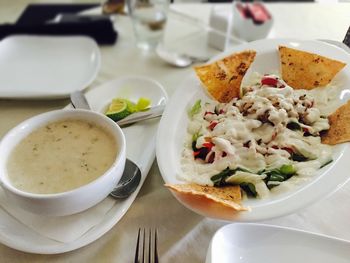 High angle view of food on table