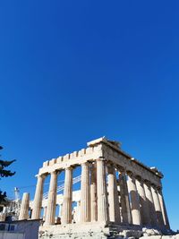 Low angle view of building against blue sky