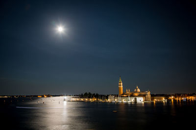 Church of san giorgio maggiore by grand canal against sky at night