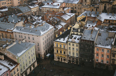 Aerial view of city during winter