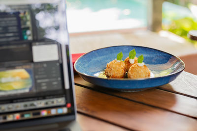 Close-up of food on table