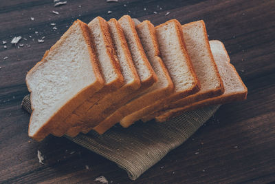 High angle view of bread on table