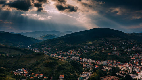 High angle view of townscape against sky