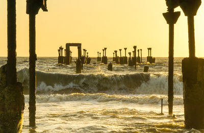 Scenic view of sea against sky during sunset