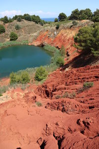 Scenic view of rock formations against sky