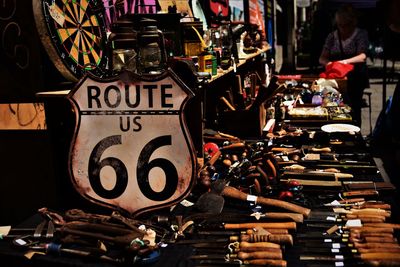 Close-up of objects for sale at market stall