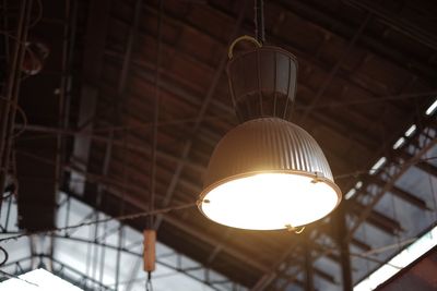 Low angle view of illuminated light bulb