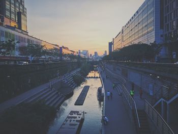 View of city at sunset