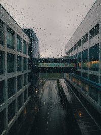 Raindrops on glass window during rainy season