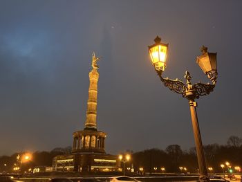 Illuminated street light at night