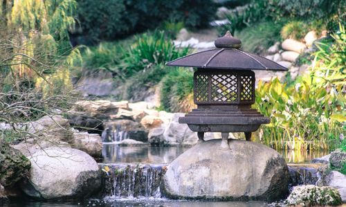 Close-up of stone against water