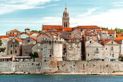 Isle of korcula in croatia from the adriatic sea