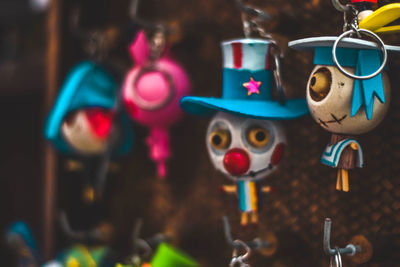 Close-up of toys hanging