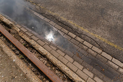 High angle view of railroad track