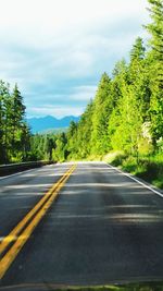 Empty road with trees in background