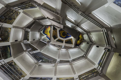 Low angle view of spiral staircase in building