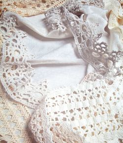 High angle view of white fabric