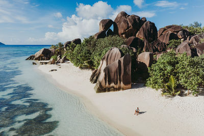 Aerial view of man at beach