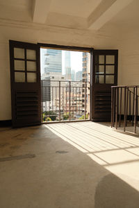 Interior of building with sunshine shining through 