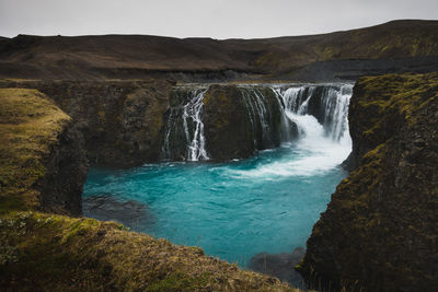 Scenic view of waterfall