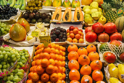 Various fruits for sale at market stall