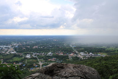 High angle view of townscape against sky