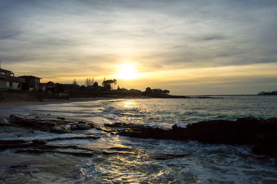 Scenic view of sea at sunset