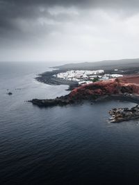 High angle view of sea against sky