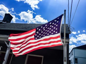 Low angle view of american flag