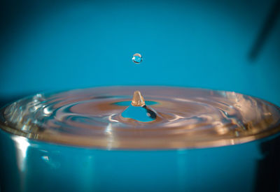 Close-up of drop falling in water