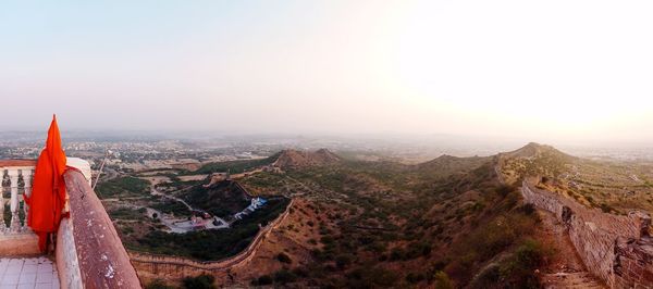 Scenic view of landscape against sky during sunset