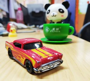 Close-up of toy car on table