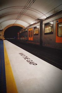 Train at railroad station platform