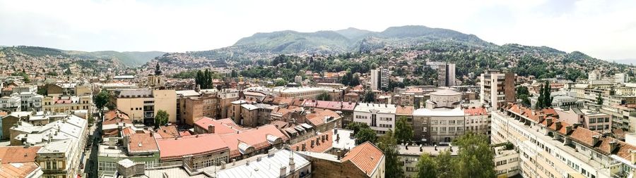 High angle view of town