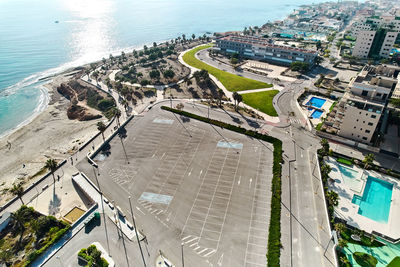 High angle view of buildings in city