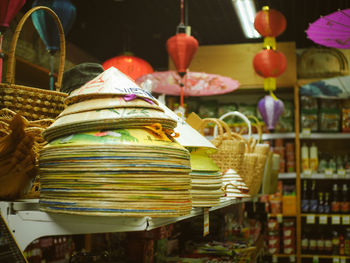 Close-up of christmas decorations for sale