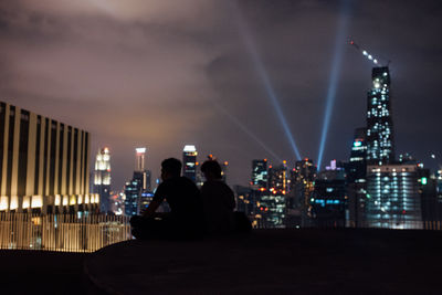 Illuminated cityscape at night