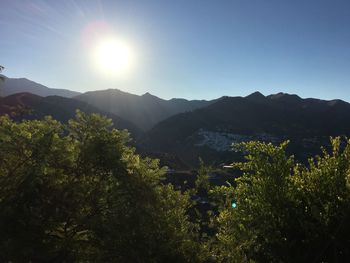 Scenic view of mountains against clear sky