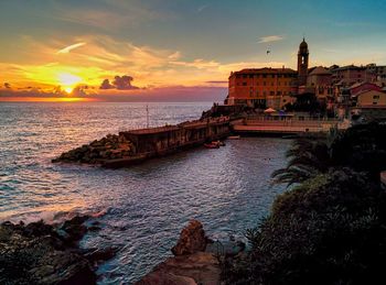 Scenic view of sea against sky during sunset