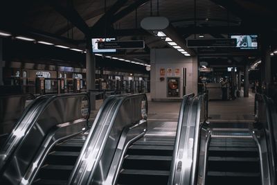 Interior of illuminated subway station