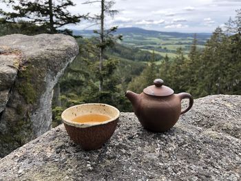 Tea cup on rock