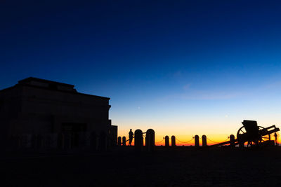 Silhouette of buildings against clear sky