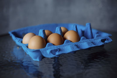 Close-up of eggs on table