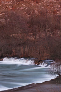 Aerial view of the autumn on the mrežnica river, croatia