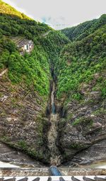 High angle view of waterfall