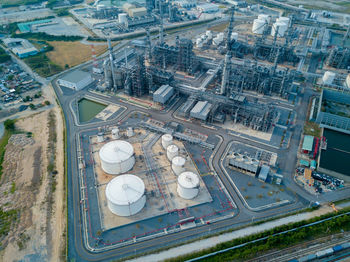 Aerial view of oil refinery