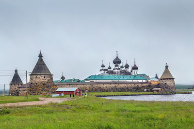 Solovetsky monastery on the solovetsky islands in the white sea, russia. view from holy lake